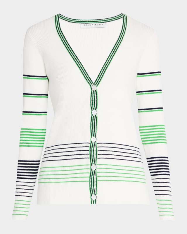 Leylah Striped Button-Front Cardigan